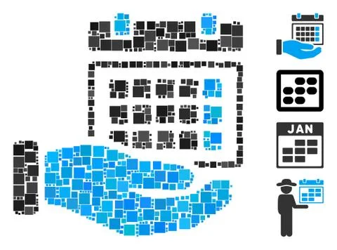 Square Service Timetable Icon Vector Mosaic Stock Illustration
