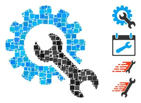 Square Service Tools Icon Vector Collage Illustrazione stock