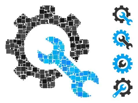 Square Service Tools Icon Vector Collage Illustrazione stock