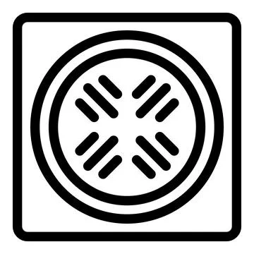 Square sewer grate with circular pattern icon Stock Illustration