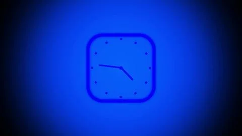 Square shape abstract 3d clock illustration on blue background. 库存插图