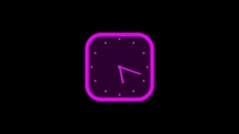 Square shape abstract 3d clock illustration on black background. 库存插图
