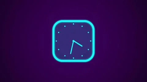 Square shape abstract 3d clock illustration on purple color background. 스톡 일러스트