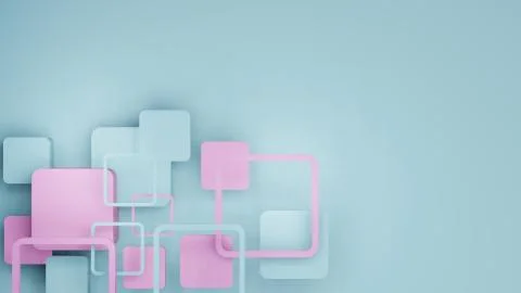 Square shape  abstract background 3D render Lower left corner Stock Illustration