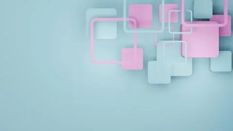 Square shape  abstract background 3D render upper right corner Stock Illustration