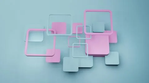 Square shape  abstract background 3D render Middle frame Stock Illustration