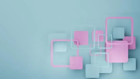 Square shape  abstract background 3D render lower right corner Stock Illustration