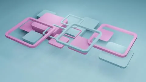 Square shape  abstract background 3D render Perspective view Stock Illustration