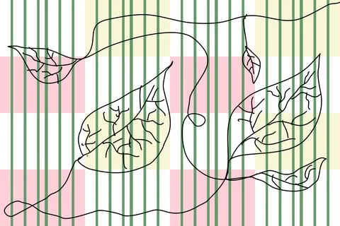 Square shape and black leaf striped pattern Stock Illustration