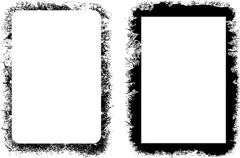 Square shape black and white grunge frames set, grunge photo border set Stock Illustration