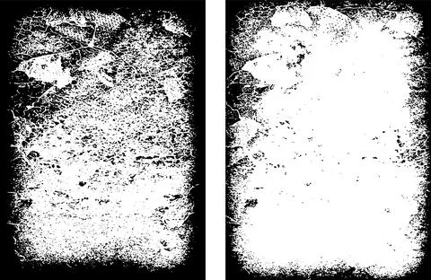 Square shape black and white grunge frames set, grunge photo border set Stock Illustration