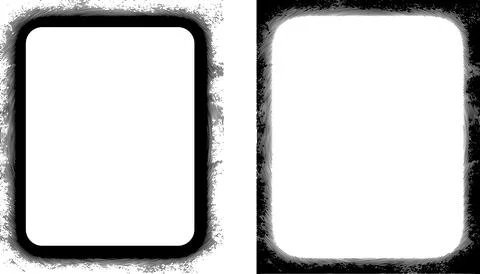 Square shape black and white grunge frames set, grunge photo border set イラスト素材