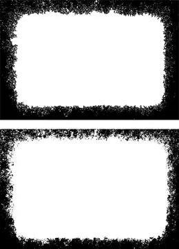 Square shape black and white grunge frames set, grunge photo border set Stock Illustration