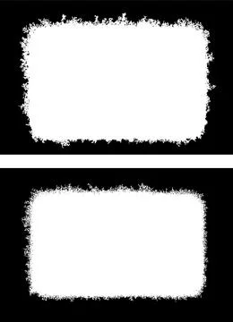 Square shape black and white grunge frames set, grunge photo border set Stock Illustration