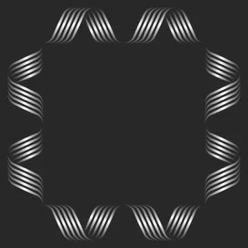 Square shape blank frame monogram mockup curved lines, empty vignette border  Stock Illustration