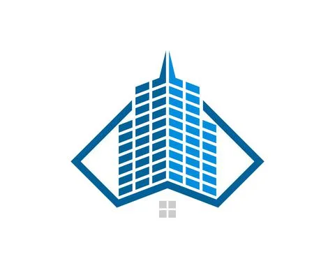 Square shape with building and house inside Stock Illustration