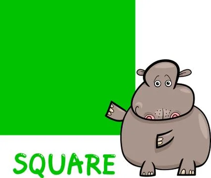 Square shape with cartoon hippo Stock Illustration