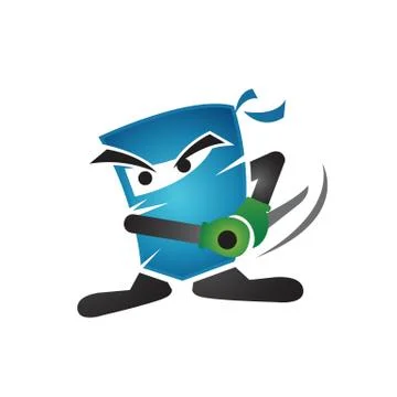 Square shape cartoon Ninja logo vector sign symbol vector illustration Stock Illustration