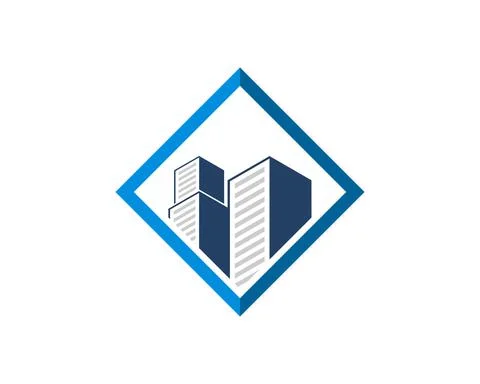 Square shape with city building inside Ilustración de archivo