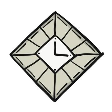 Square shape clock design. Art icon isolated on white Stock Illustration