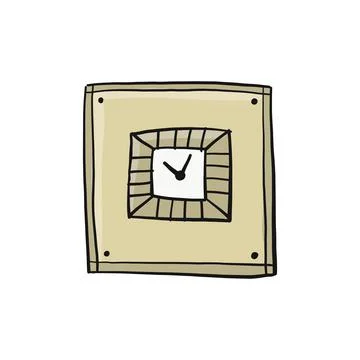 Square shape clock design. Art icon isolated on white Stock Illustration