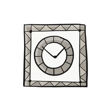 Square shape clock design. Art icon isolated on white Stock Illustration