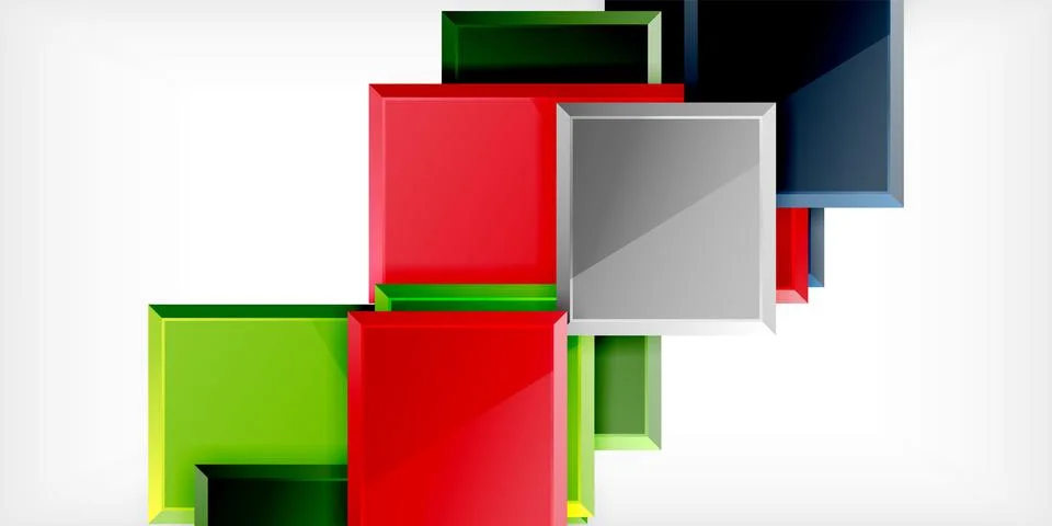 Square shape color abstract geometry. Vector Illustration For Wallpaper, Banner 库存插图