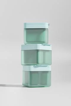 Square shape double wall plastic skincare packaging container mockup Illustrazione stock