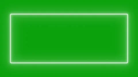 Square shape frame white color glowing neon lights loop animation on green Stock Footage 291393598