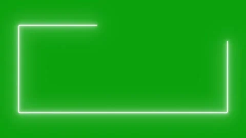 Square shape frame white color glowing neon lights loop animation on green Vídeo Stock 291393605