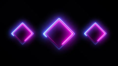 Square shape glowing neon lights animation isolated on black background Stock Footage 321198001
