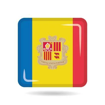 Square shape icon of the national flag of Andorra Vector illustration Stock Illustration