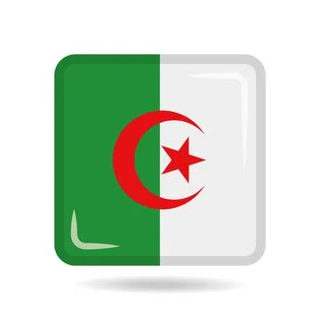 Square shape icon of the national flag of Algeria Vector illustration Stock Illustration