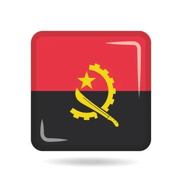 Square shape icon of the national flag of Angola Vector illustration Stock Illustration