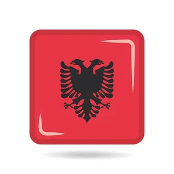 Square shape icon of the national flag of Albania Vector illustration Stock Illustration