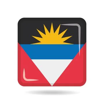 Square shape icon of the national flag of Antigua and Barbuda Vector illust.. Stockillustratie