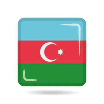 Square shape icon of the national flag of Azerbaiyan Vector illustration Stock Illustration