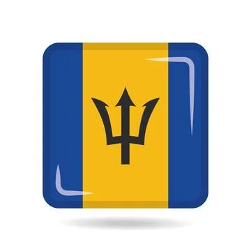 Square shape icon of the national flag of Barbados Vector illustration Stock Illustration