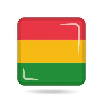 Square shape icon of the national flag of Bolivia Vector illustration Stock Illustration