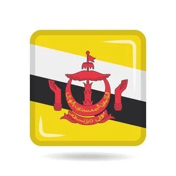 Square shape icon of the national flag of Brunei Vector illustration Stock Illustration