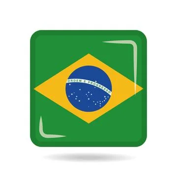Square shape icon of the national flag of Brazil Vector illustration Stock Illustration