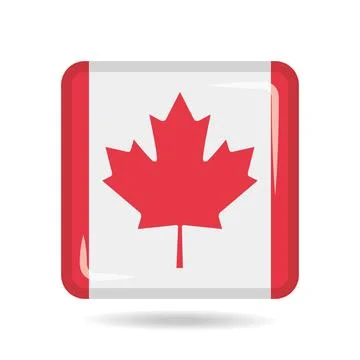 Square shape icon of the national flag of Canada Vector illustration Stock Illustration