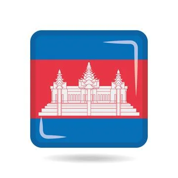 Square shape icon of the national flag of Cambodia Vector illustration Stock-Illustration