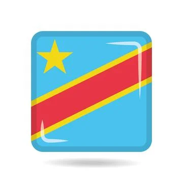 Square shape icon of the national flag of Democratic Republic of Congo Vect.. Stock Illustration