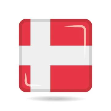 Square shape icon of the national flag of Denmark Vector illustration Stock Illustration