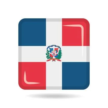 Square shape icon of the national flag of Dominican Republic Vector illustr.. Stock Illustration