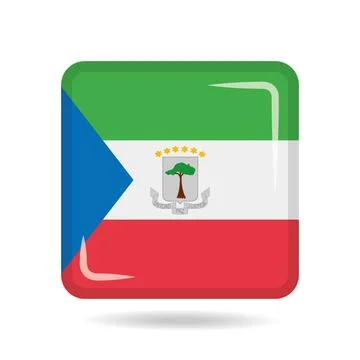 Square shape icon of the national flag of Equatorial Guinea Vector illustrati Stock Illustration