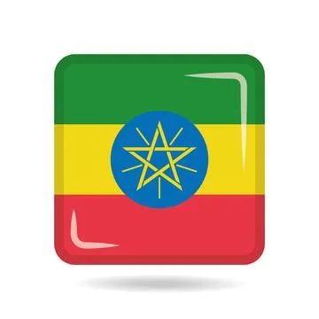 Square shape icon of the national flag of Ethiopia Vector illustration Stock Illustration