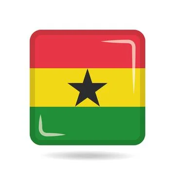 Square shape icon of the national flag of Ghana Vector illustration Stock Illustration