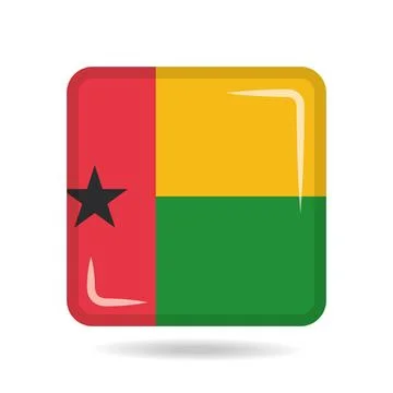 Square shape icon of the national flag of Guinea Bissau Vector illustration Stock Illustration